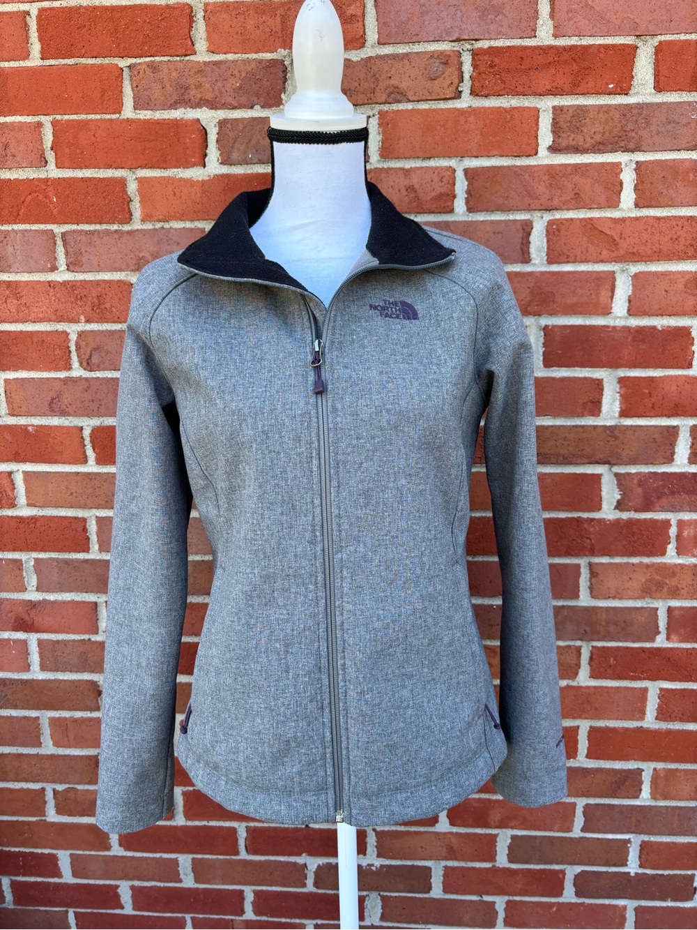 The North Face Apex Gray Full-Zip Softshell Fleece Lined Jacket Womens Small